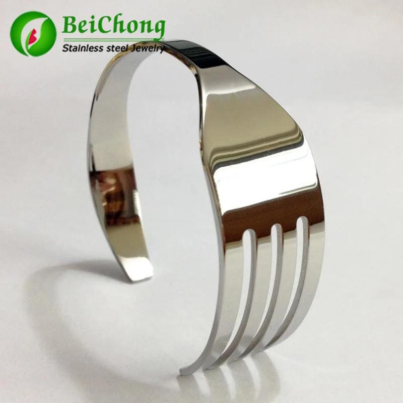Rose Stainless Steel Fork Cuff Bracelets Bangles Titanium