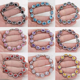 Classic Link Chain Bracelet with Safety Clasp Red Pink Stones