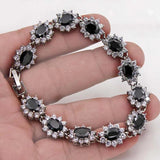 Classic Link Chain Bracelet with Safety Clasp Red Pink Stones