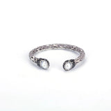 Grey Pearl Rhinestone Charm Leather Wrap Bracelet