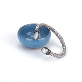 Grey Pearl Rhinestone Charm Leather Wrap Bracelet