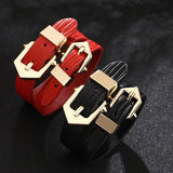 Geometric Leather Bracelet 5 Leather Bangle Punk Casual Bracelet
