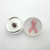 20pcs/lot Breast Cancer Ribbon Snap Buttons Mix 18mm Snap Jewelry Pendants