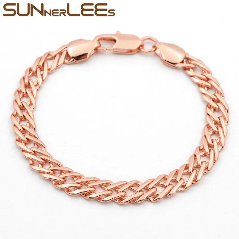 Braided Link Chain Rose Bracelet 7mm for Men Women