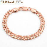 Braided Link Chain Rose Bracelet 7mm for Men Women