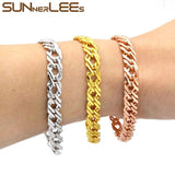 Braided Link Chain Rose Bracelet 7mm for Men Women