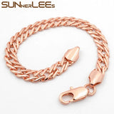 Braided Link Chain Rose Bracelet 7mm for Men Women