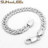 Braided Link Chain Rose Bracelet 7mm for Men Women