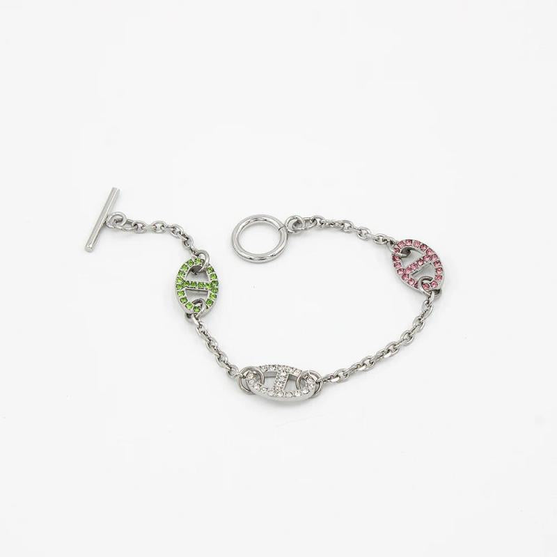 Hip Hop Pig Nose Zircon Bracelet Women Girl Stainless Steel Kpop Fine Gift