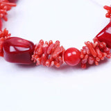 Red Coral Stone Bracelet Casual Beaded Stretchy Boho Jewelry