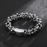 Skull Bone Link Chain Bracelet Stainless Steel Cast Jewelry