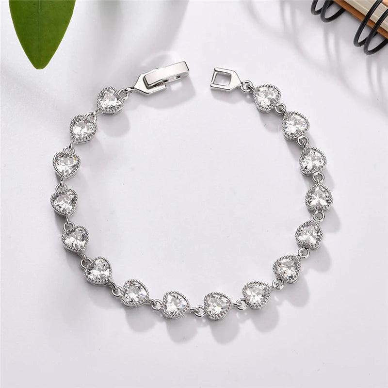 Pink Zircon Heart Bracelet for Women
