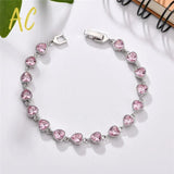 Pink Zircon Heart Bracelet for Women