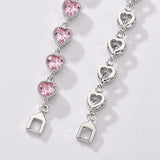 Pink Zircon Heart Bracelet for Women