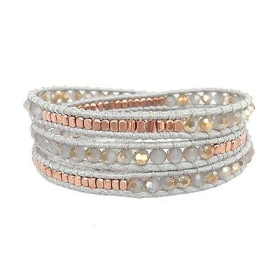 Adjustable Wrap Bracelet with Brass Bead Crystal
