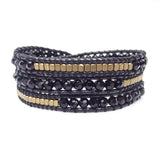 Adjustable Wrap Bracelet with Brass Bead Crystal