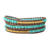 Adjustable Wrap Bracelet with Brass Bead Crystal