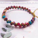 Natural Stone Heart Charm Bracelet Jaspers Friendship Wrap Bracelet