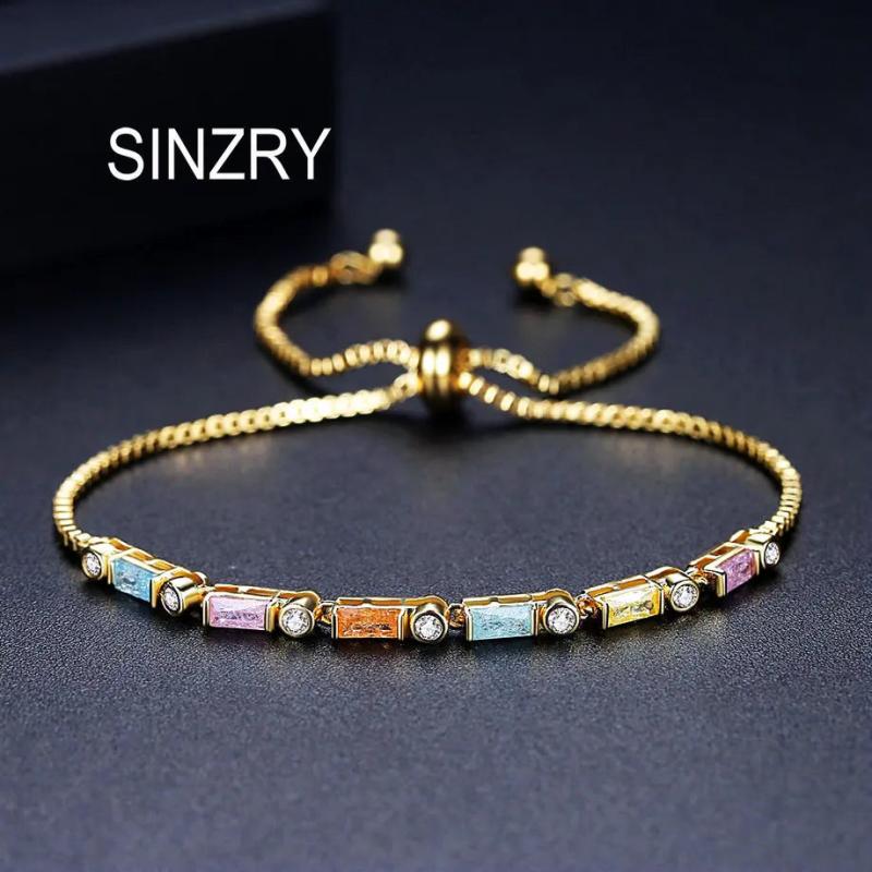 Colorful Cubic Zirconia Slim Charm Bracelet