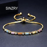 Colorful Cubic Zirconia Slim Charm Bracelet