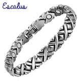 Unisex Bio Health Silver Magnetic Long Bracelet Healing Bangle