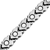 Unisex Bio Health Silver Magnetic Long Bracelet Healing Bangle