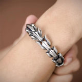 Vintage Titanium Steel Dragon Scale Biker Bracelet for Men
