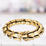 Vintage Titanium Steel Dragon Scale Biker Bracelet for Men