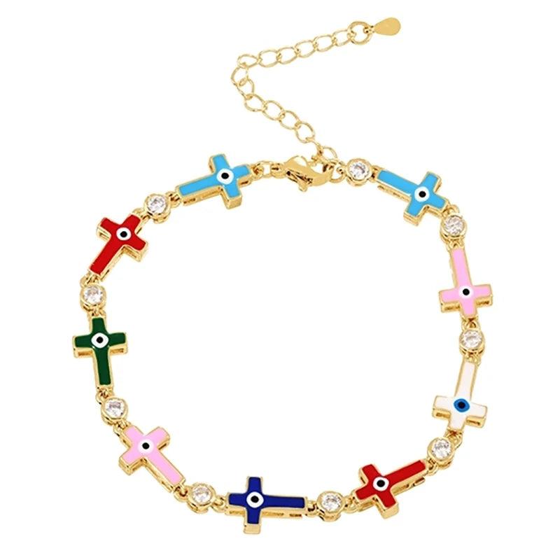 Colorful Drip Oil Butterfly Pendant Gothic Bracelet