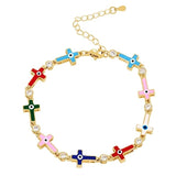 Colorful Drip Oil Butterfly Pendant Gothic Bracelet