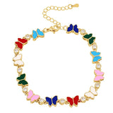 Colorful Drip Oil Butterfly Pendant Gothic Bracelet