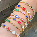 Colorful Drip Oil Butterfly Pendant Gothic Bracelet