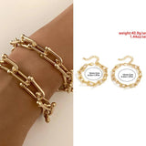 Heavy Metal Bangle Bracelet Copper Chain U Link Crystal Bracelet