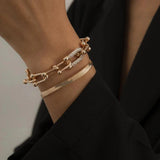 Heavy Metal Bangle Bracelet Copper Chain U Link Crystal Bracelet