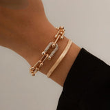 Heavy Metal Bangle Bracelet Copper Chain U Link Crystal Bracelet