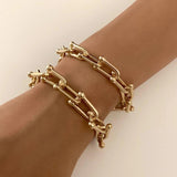 Heavy Metal Bangle Bracelet Copper Chain U Link Crystal Bracelet