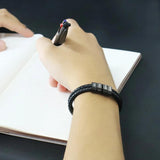 Personalized Men's Leather Bracelet with Name Beads