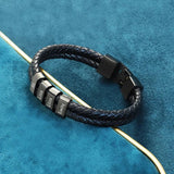 Personalized Men's Leather Bracelet with Name Beads