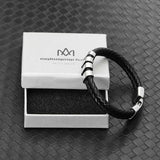 Personalized Men's Leather Bracelet with Name Beads