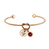 Personalized Knot Bracelet with Birthstone and Initial Charm