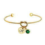 Personalized Knot Bracelet with Birthstone and Initial Charm