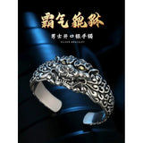 925 Silver Carving Brave Chinese Wind Retro Silver Bracelet