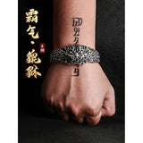 925 Silver Carving Brave Chinese Wind Retro Silver Bracelet
