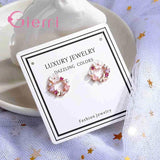 925 Silver Butterfly Earrings Colorful Flowers+White Pearl CZ Crystal
