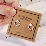 925 Silver Butterfly Earrings Colorful Flowers+White Pearl CZ Crystal