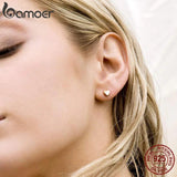 925 Silver Plain Hearts Stud Earrings Women Silver Small Earrings