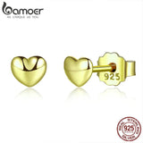 925 Silver Plain Hearts Stud Earrings Women Silver Small Earrings