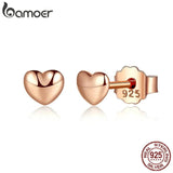 925 Silver Plain Hearts Stud Earrings Women Silver Small Earrings