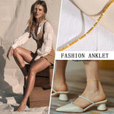 Sparkling Anklet Bracelet for Women, Stainless Steel Chain Anklets Foot Link