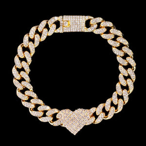 Crystal Heart Cuban Chain Anklets Bling Anklet Bracelet